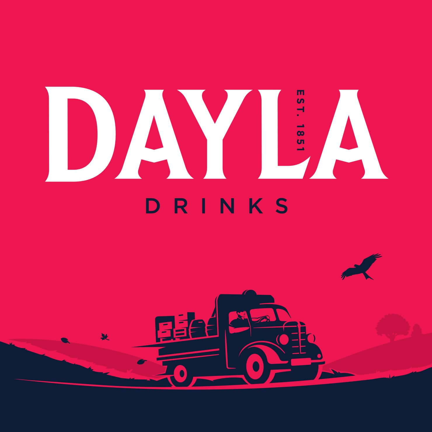 Dayla drinks logo and delivery van illustration